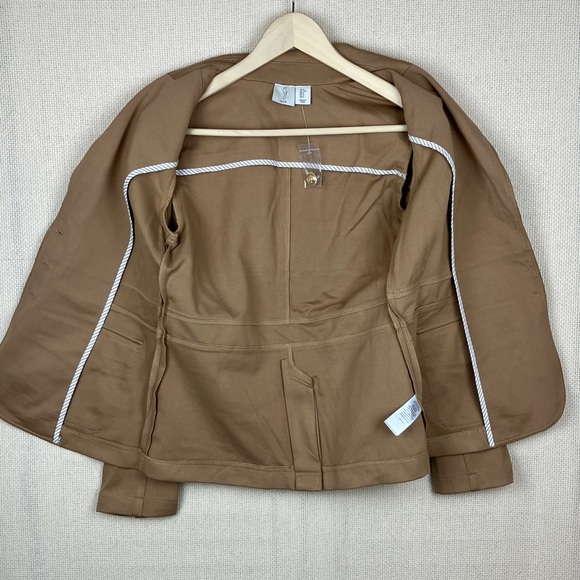 JOIE Blazer Jacket Gold Buttons Stretch Knit Rayon Camel Color NWT - Picture 2 of 14